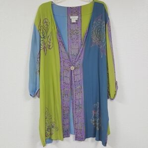 Soft Surroundings Sz L 100% Rayon Tunic Blouse Overlay Top